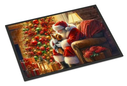 NEW Yorkshire Terrier Yorkie and Santa Claus Doormat Front Door Mat Indoor Outdoor Rugs for Entryway, Non Slip Washable Low Pile, 18H X 27W