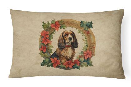 Christmas Flowers Frame Throw Pillow Throw Pillow for Indoor Couch Bed Outdoor Patio Washable, English Cocker Spaniel 2357,12Hx16W