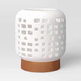 7.17"x6.26" Pillar Ceramic Lantern Candle Holder White (Option: 717)