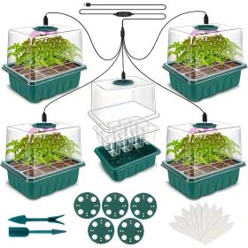 5-Pack Seed Starter Kit With LED Grow Lights – Indoor Propagation Trays With Adjustable Humidity Dome & Clear Cell Seedling Trays, Mini Greenhous (Option: 5pcs)