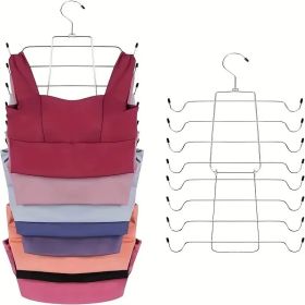 8-Layer Space-Saving Stainless Steel Underwear & Bras Organizer Hanger - Polished Metal Clothes Hanger With Anti-Slip Design, Vertical Hanging St (Option: 1pc)