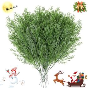 NOVWANG 60 Pieces Artificial Pine Branches, Artificial Cedar Stems And Artificial Snow Pine Branches For Christmas Decoration Christmas Picks For (Color: Green)