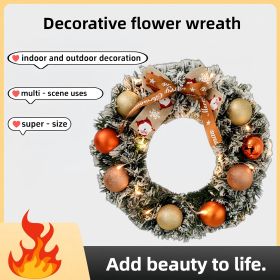60cm Christmas Wreath With Glitter Balls & LED Lights - Festive Holiday Decor (Option: 60cm-No)