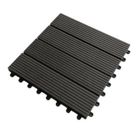 One box of 11 pieces, 300 * 300 * 22mm per piece Outdoor garden floor tiles Pool wood plastic DIY buckle splicing wpc (Color: Black)