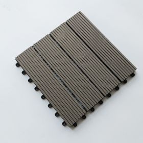 One box of 11 pieces, 300 * 300 * 22mm per piece Outdoor garden floor tiles Pool wood plastic DIY buckle splicing wpc (Color: Grey)