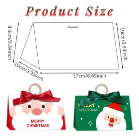 10 Pack Christmas Candy Boxes With Ribbon And Wooden Ring Merry Cartoon Paper Treat Boxes Christmas Santa Claus Pattern Cookie Goodies Box For Ch (Option: 10Pcs)
